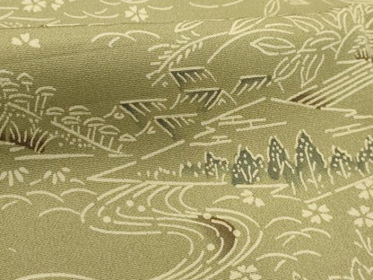 平和屋着物■上質な小紋　飛鶴風景文　正絹　逸品　AABD5372sx