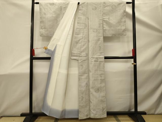 平和屋着物■上質な紬　100亀甲　幾何学花文　正絹　逸品　AABD5381sx