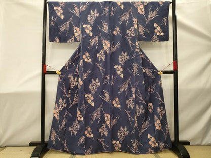 平和屋着物■上質な小紋　枝花文　正絹　逸品　AABD5383sx