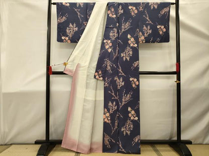 平和屋着物■上質な小紋　枝花文　正絹　逸品　AABD5383sx