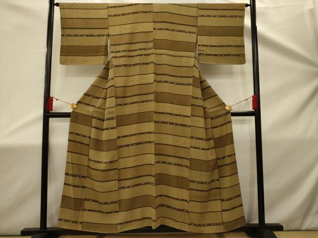 平和屋着物■上質な小紋　横段花蝶文　正絹　逸品　AABD5399sx