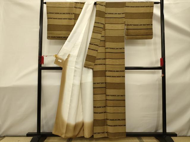 平和屋着物■上質な小紋　横段花蝶文　正絹　逸品　AABD5399sx