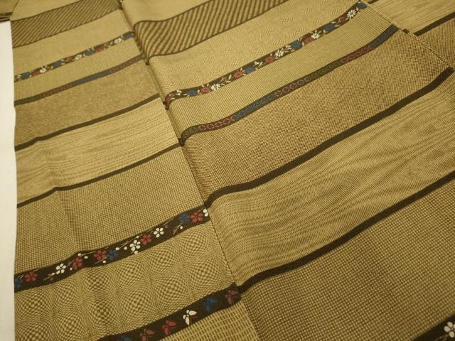 平和屋着物■上質な小紋　横段花蝶文　正絹　逸品　AABD5399sx