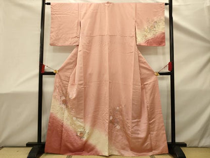平和屋着物■訪問着　中国三大刺繍　汕頭刺繍　スワトウ刺繍　相良刺繍　御所車花文　暈し染め　正絹　逸品　AABD5416sx