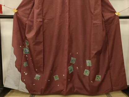 平和屋着物■本場染大島紬　色紙花文　正絹　逸品　AABD5421sx