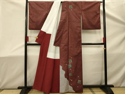 平和屋着物■本場染大島紬　色紙花文　正絹　逸品　AABD5421sx