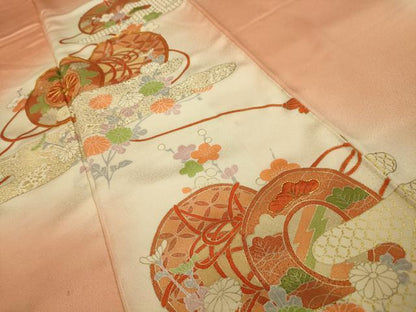平和屋着物■訪問着　駒刺繍　花鼓文　暈し染め　金彩　正絹　逸品　AABD5428sx