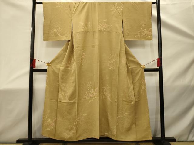 平和屋着物■上質な小紋　流水花文　地紋お越し　正絹　逸品　AABD5456sx