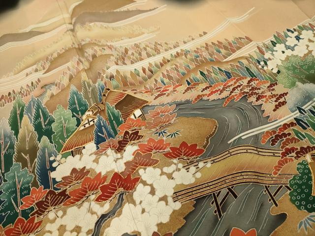 平和屋着物■豪華黒留袖 駒刺繍 おくの細道 阿武隈川 暈し染め 金彩 正絹 逸品 AABD5478sx