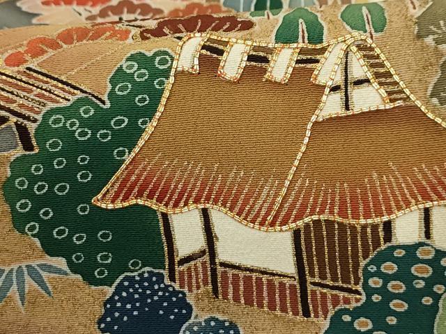 平和屋着物■豪華黒留袖 駒刺繍 おくの細道 阿武隈川 暈し染め 金彩 正絹 逸品 AABD5478sx