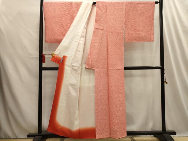 平和屋着物■大変加工の良い総絞り小紋　正絹　逸品　AABD5526sx