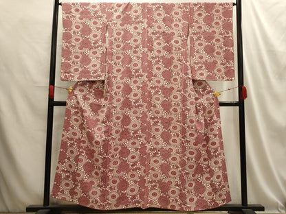 平和屋着物■上質な小紋　型染め　花唐草文　正絹　逸品　AABD5535sx