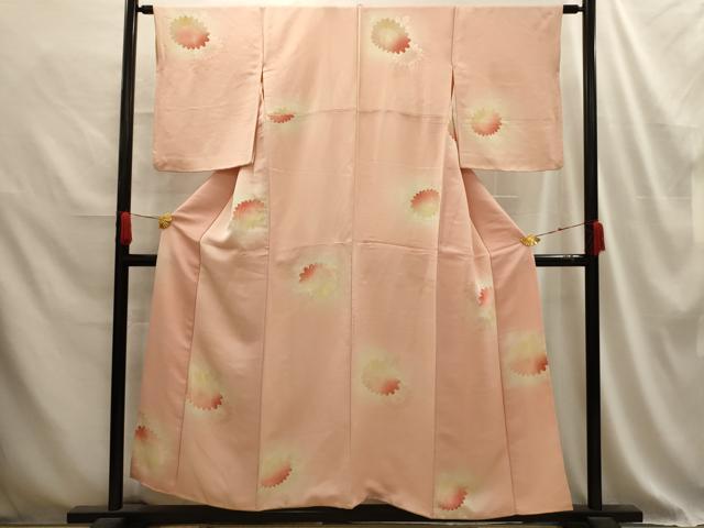 平和屋着物■上質な小紋 地紋起こし 草花文 暈し染め 金糸 正絹 逸品 AABD5554sx