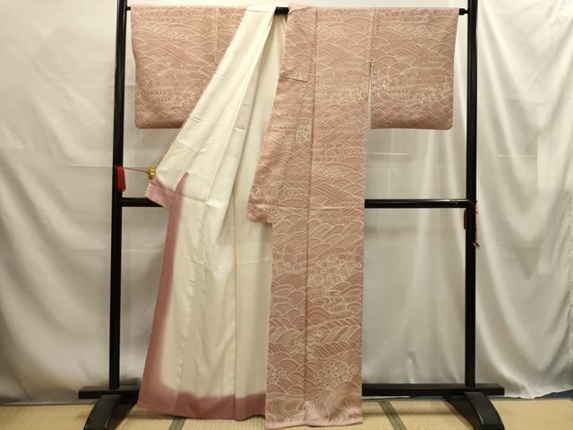 平和屋着物■上質な小紋 流水草花文 正絹 逸品 AABD5573sx