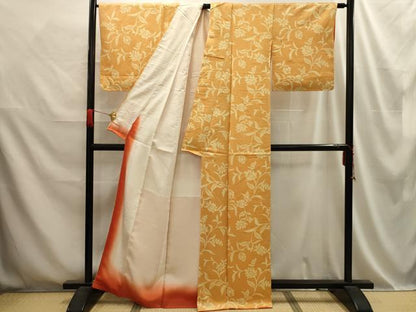 平和屋着物■上質な小紋 更紗花文 正絹 逸品 AABD5581sx