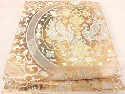 平和屋着物◎六通柄袋帯　花鳥丸文　金銀糸　正絹　逸品　AABD5605yx