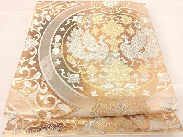 平和屋着物◎六通柄袋帯　花鳥丸文　金銀糸　正絹　逸品　AABD5605yx