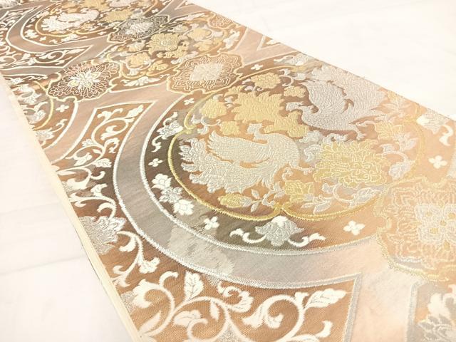平和屋着物◎六通柄袋帯　花鳥丸文　金銀糸　正絹　逸品　AABD5605yx