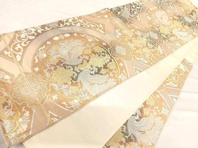 平和屋着物◎六通柄袋帯　花鳥丸文　金銀糸　正絹　逸品　AABD5605yx