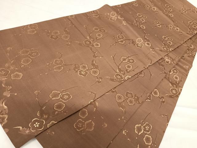 平和屋着物◎六通柄京袋帯　枝梅文　金糸　正絹　逸品　AABD5609yx