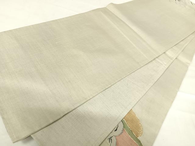 平和屋着物◎太鼓柄袋帯　紬地　遠山立波文　正絹　逸品　AABD5610yx