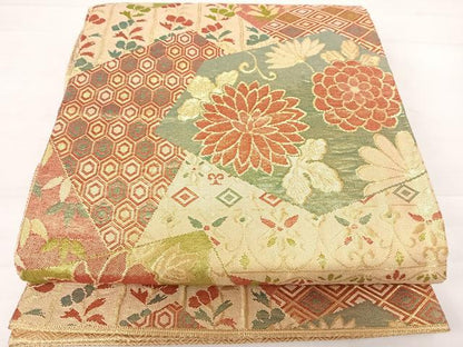 平和屋着物◎佐賀錦　六通柄袋帯　切嵌花文　金糸　正絹　逸品　AABD5619yx
