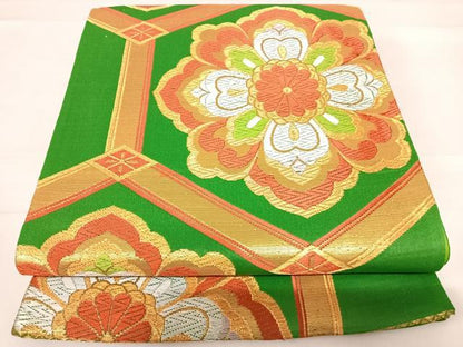 平和屋着物◎六通柄袋帯　唐織　正倉院花文　金糸　正絹　逸品　AABD5627yx