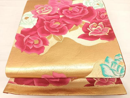 平和屋着物◎六通柄袋帯　舞花文　金銀糸　正絹　逸品　AABD5631yx