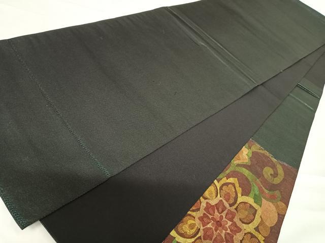 平和屋着物◎太鼓柄袋帯　ステンドグラス花文　黒地　正絹　逸品　AABD5660yx