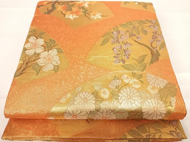 平和屋着物◎伝統工芸士 平田藤三郎 佐賀錦 六通柄袋帯 地紙花文 金糸 鈴乃屋扱い 正絹 逸品 AABD5661yx