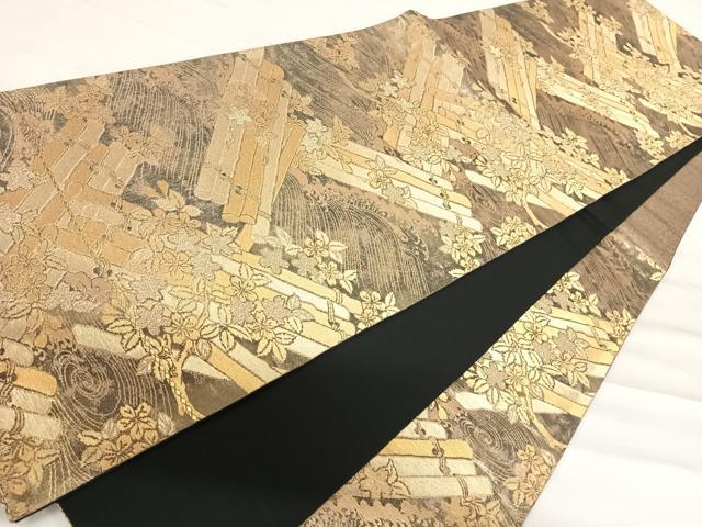 平和屋着物◎六通柄袋帯 立波花筏 金糸 正絹 逸品 AABD5666yx