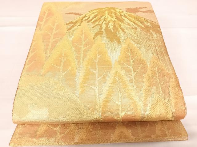 平和屋着物◎佐賀錦 六通柄袋帯 遠山風景文 金糸 正絹 逸品 AABD5673yx