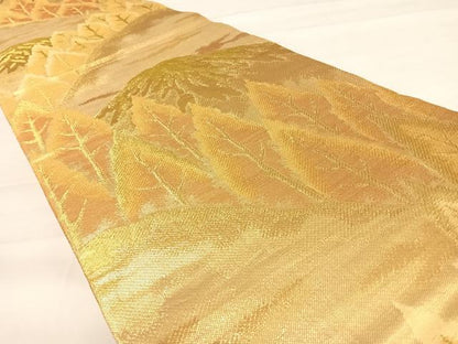 平和屋着物◎佐賀錦 六通柄袋帯 遠山風景文 金糸 正絹 逸品 AABD5673yx