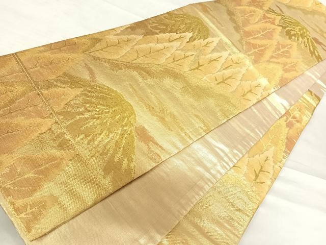 平和屋着物◎佐賀錦 六通柄袋帯 遠山風景文 金糸 正絹 逸品 AABD5673yx