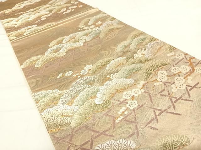 平和屋着物◎六通柄袋帯　唐織　浜松文　金糸　正絹　逸品　AABD5698yx