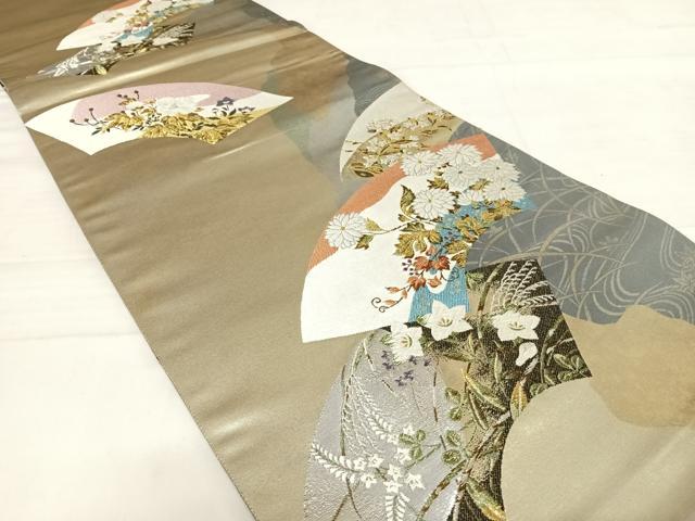 平和屋着物◎六通柄袋帯　唐織　地紙花文　金銀糸　引箔　正絹　逸品　AABD5706yx
