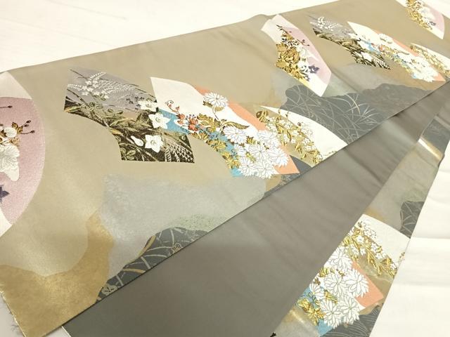 平和屋着物◎六通柄袋帯　唐織　地紙花文　金銀糸　引箔　正絹　逸品　AABD5706yx