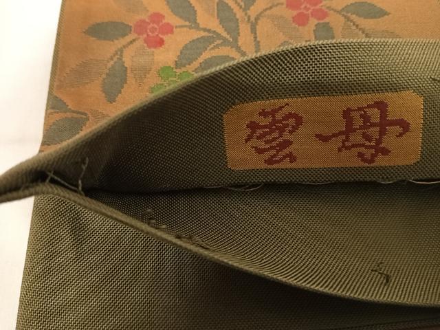 平和屋着物◎六通柄袋帯　雲母　市松花文　正絹　逸品　AABD5708yx