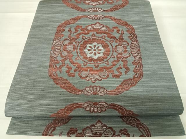平和屋着物◎六通柄袋帯 瑞祥 幾何学花文 正絹 逸品 AABD5715yx