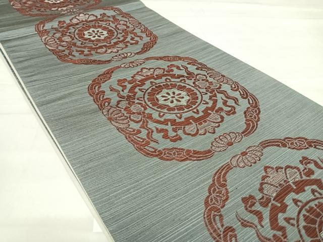 平和屋着物◎六通柄袋帯 瑞祥 幾何学花文 正絹 逸品 AABD5715yx