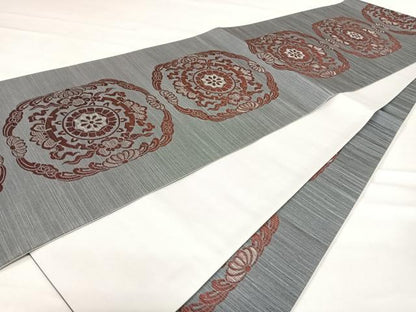 平和屋着物◎六通柄袋帯 瑞祥 幾何学花文 正絹 逸品 AABD5715yx