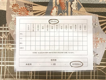 平和屋着物◎六通柄袋帯　唐織　扇花文　藤花房　金糸　正絹　逸品　AABD5716yx