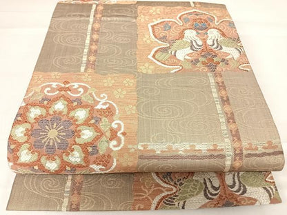 平和屋着物◎六通柄袋帯 双鳥花文 金糸 正絹 逸品 AABD5720yx