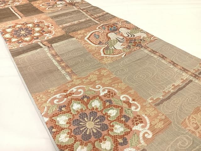 平和屋着物◎六通柄袋帯 双鳥花文 金糸 正絹 逸品 AABD5720yx