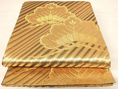 平和屋着物◎両面六通柄袋帯　笠松文　金糸　正絹　逸品　AABD5741yx