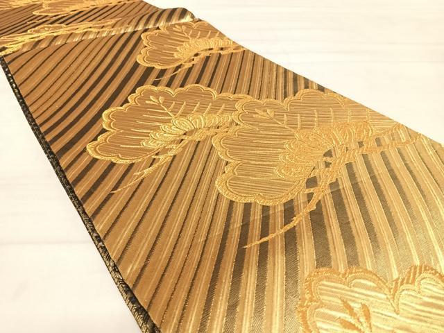平和屋着物◎両面六通柄袋帯　笠松文　金糸　正絹　逸品　AABD5741yx