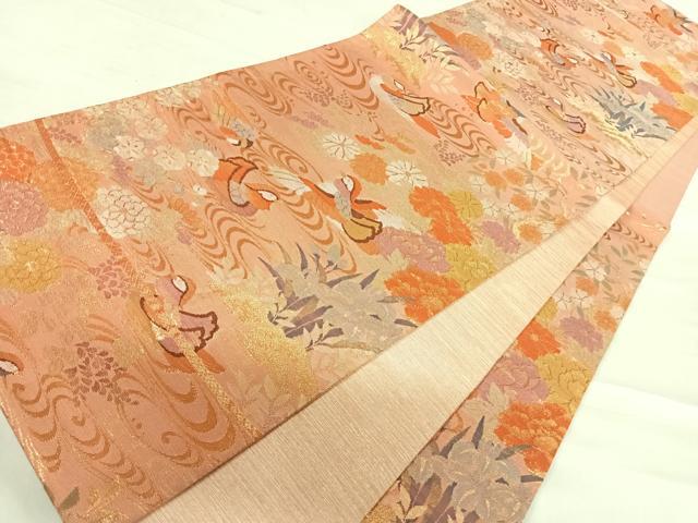 平和屋着物◎六通柄袋帯　名錦雅楽　金糸　正絹　逸品　AABD5742yx