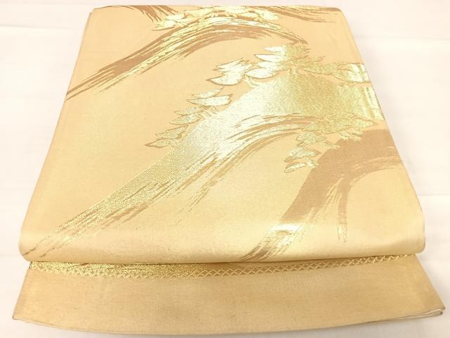 平和屋着物◎六通柄袋帯　遠山枝松文　金糸　正絹　逸品　AABD5743yx