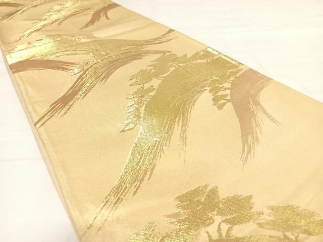 平和屋着物◎六通柄袋帯　遠山枝松文　金糸　正絹　逸品　AABD5743yx