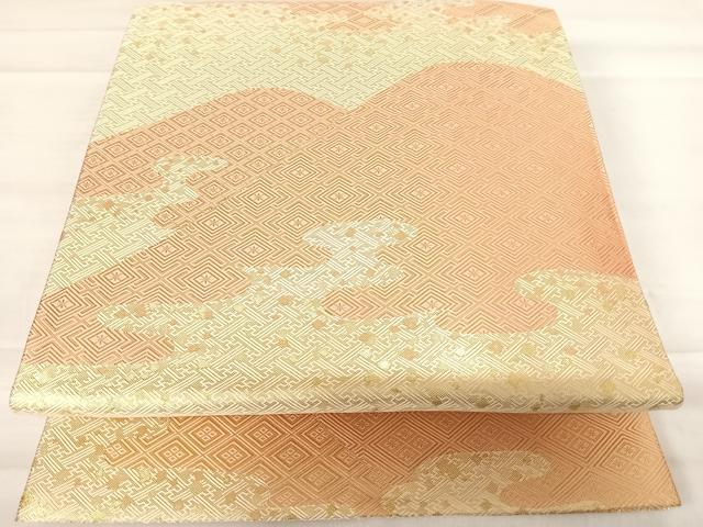 平和屋着物◎佐賀錦　両面六通柄袋帯　遠山箔散らし　金糸　正絹　逸品　AABD5754yx